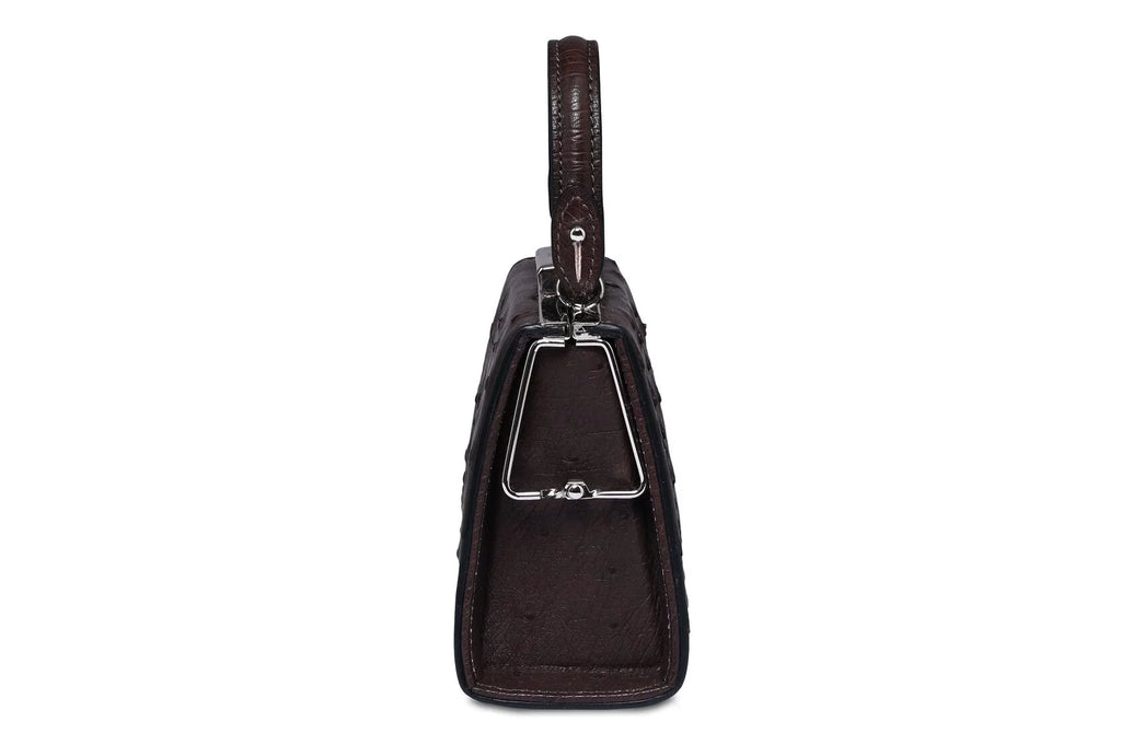 Vegas — Dark Brown African Ostrich Quill Leather Micro Bag