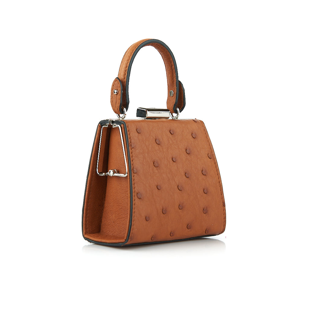 Vegas — Light Brown African Full-Quill Ostrich Leather Micro Bag