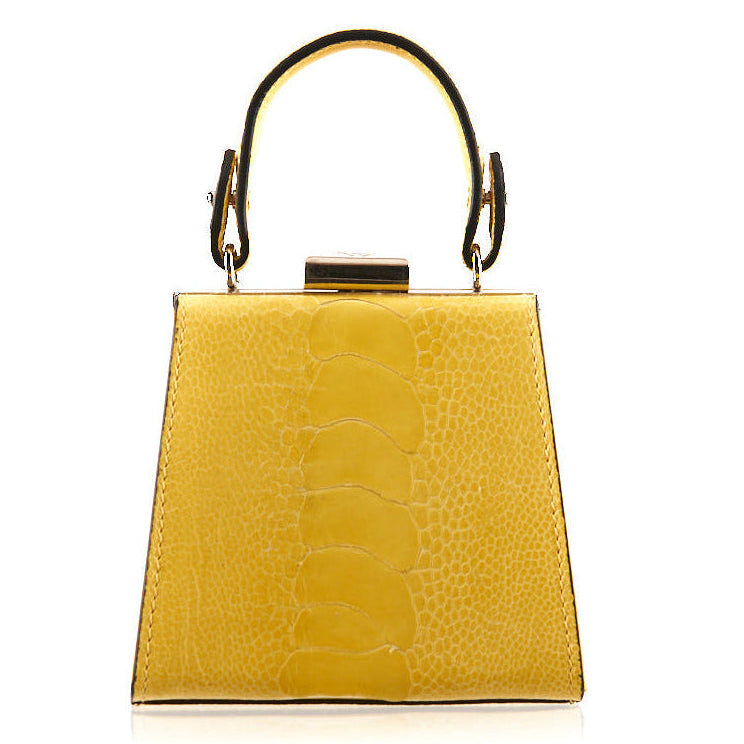Yellow handbag with a textured pattern 