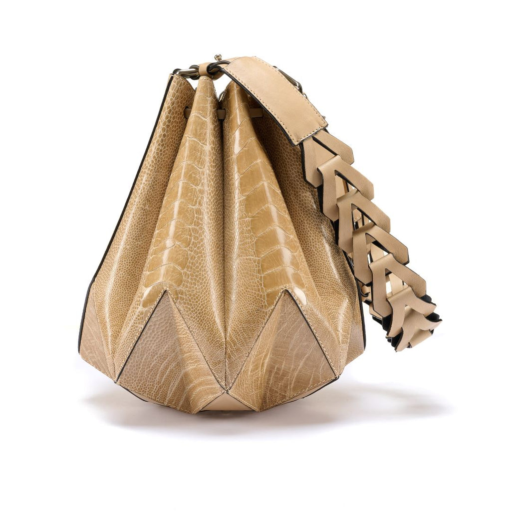 Venus — Beige African Ostrich Leather Bucket Bag
