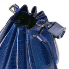 Venus — Blue African Ostrich Leather Bucket Bag