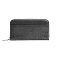 A black zip-around wallet with a textured crocodile or alligator print, shown against a plain white background.