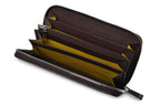 Virginia — Dark Brown African Ostrich Quill Leather Long Wallet Purse
