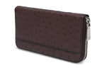 Virginia — Dark Brown African Ostrich Quill Leather Long Wallet Purse