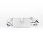 Georgia — White African Ostrich Leg Leather Clutch Bag with Removable Link Strap