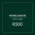 Winklmayr gift card with R500 value on a green textured background