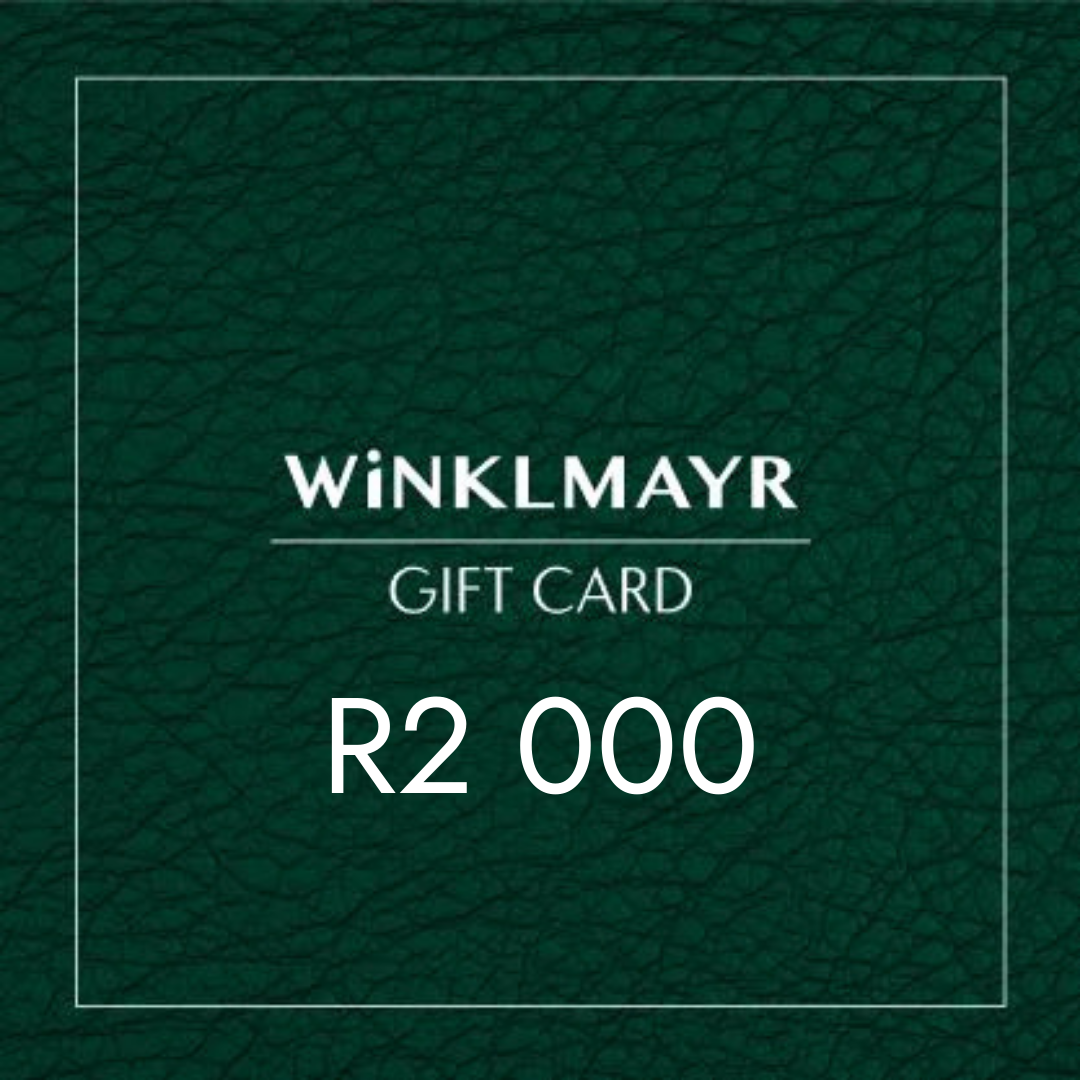 Winklmayr gift card with R2000 value on a green textured background
