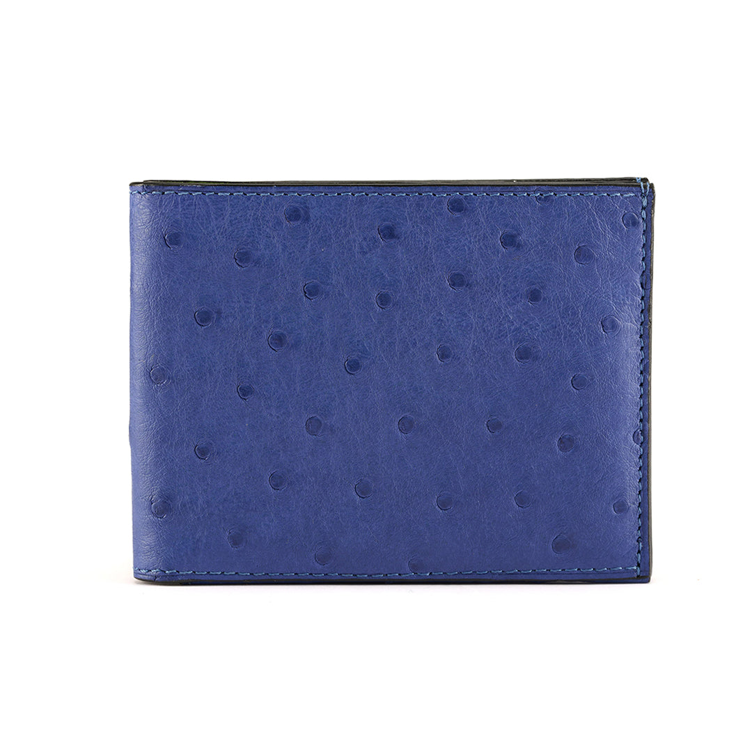 Alaska — Blue African Ostrich Leather Bi-Fold Wallet