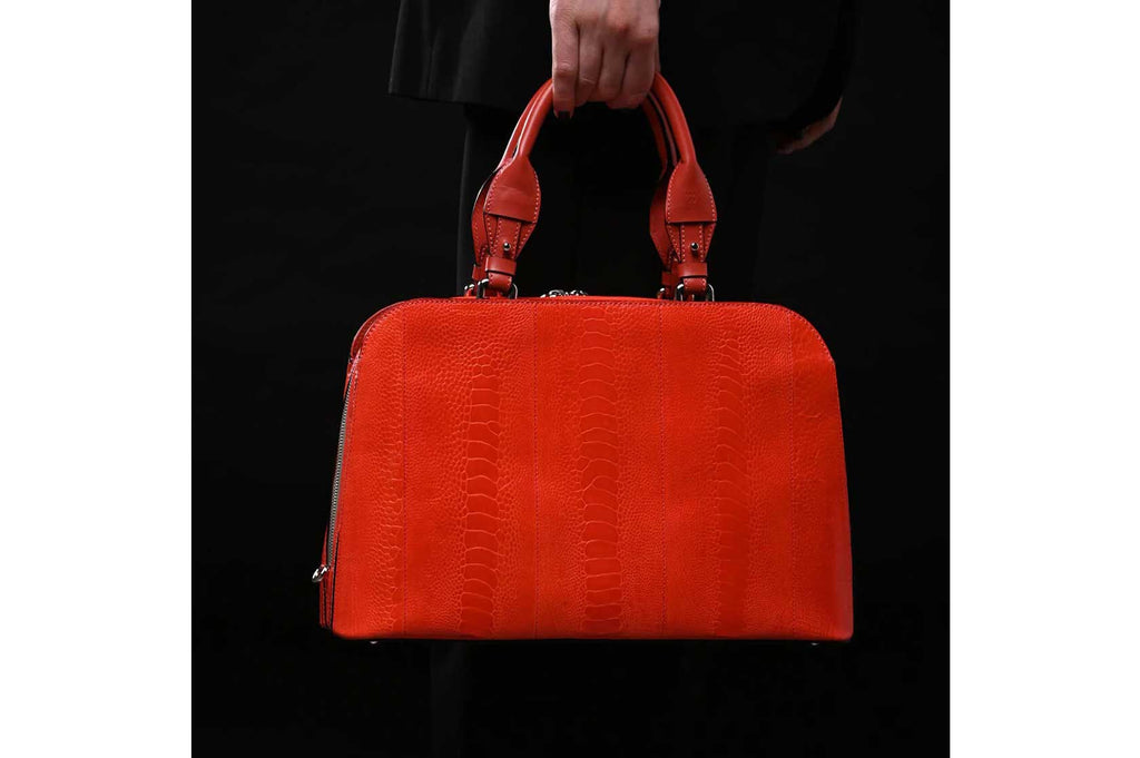 Lexington — Red Chili African Ostrich Leather Business Bag
