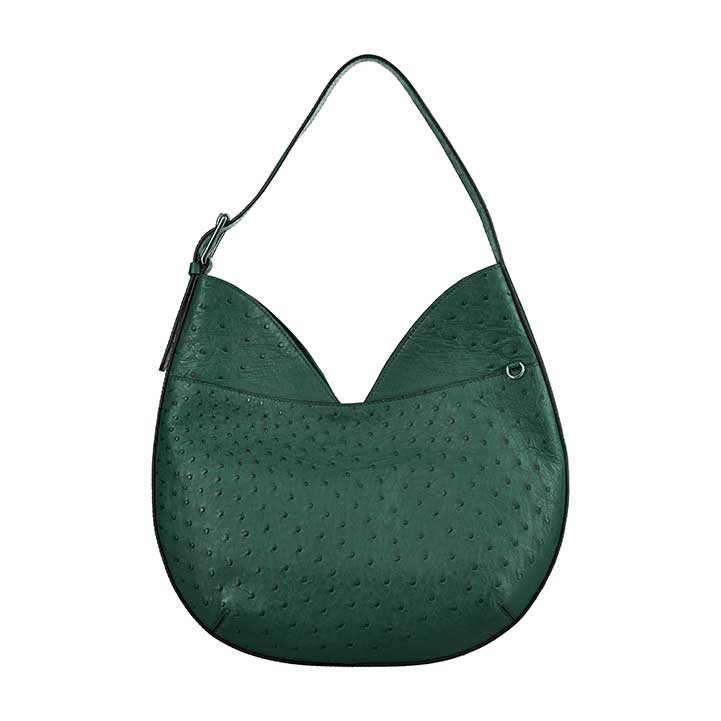 Cassey — Green African Ostrich Leather Shoulder Bag