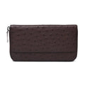 Virginia — Dark Brown African Ostrich Quill Leather Long Wallet Purse